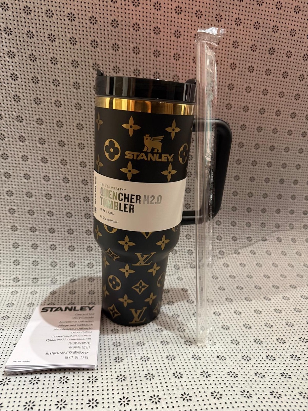 Stanley Travel Tumbler - Black & Gold Monogram